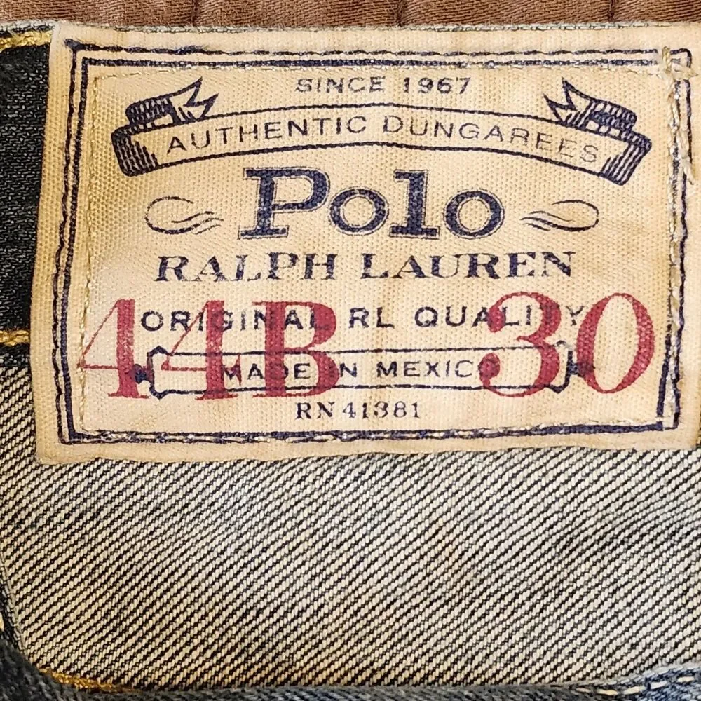 VTG Polo Ralph Lauren Authentic Dungarees Jeans Mens 44bx30 Loose Straight Y2K